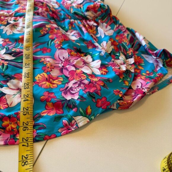 Lands’ End Blue Tropical Print Tulip Hem Chlorine Resistant Wrap Swim Dress Sz S - Picture 10 of 10